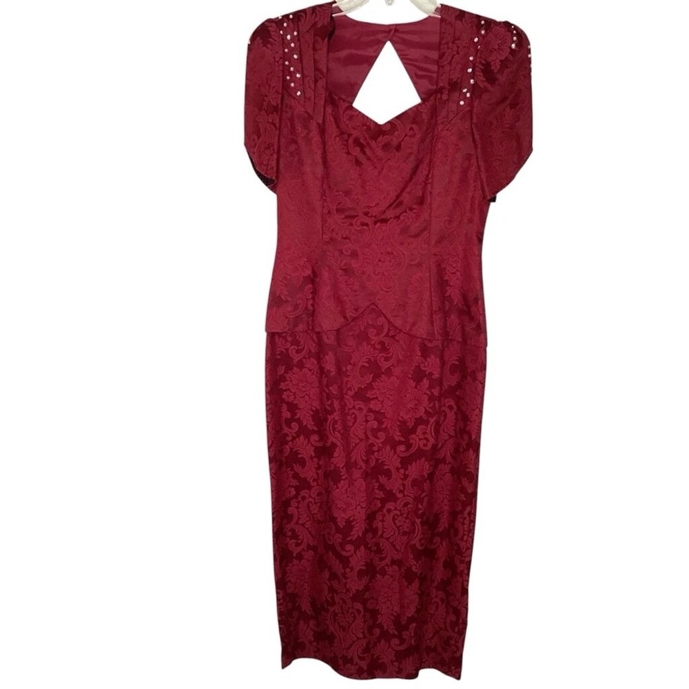 Scott McClintock Dress Size 10 Red Maxi Vintage Prom Beaded Renaissance EUC